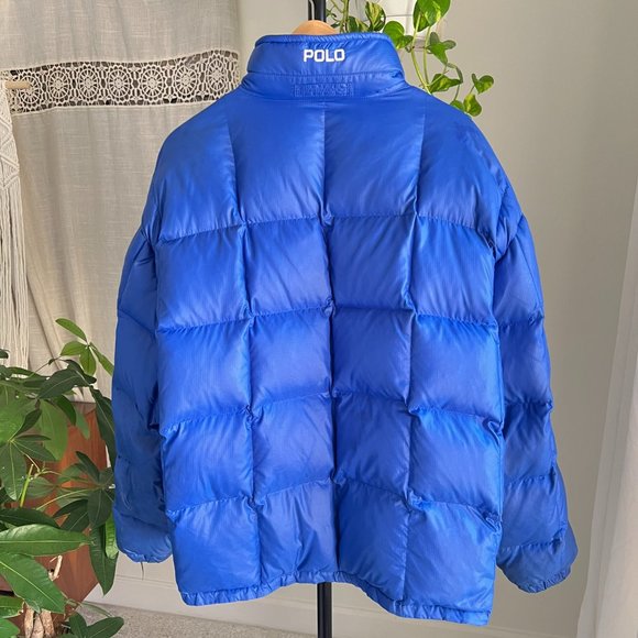 VINTAGE 90's POLO Sport RALPH LAUREN Ocean Blue Quilted Down Puffer Puffer Jacke - Picture 3 of 16